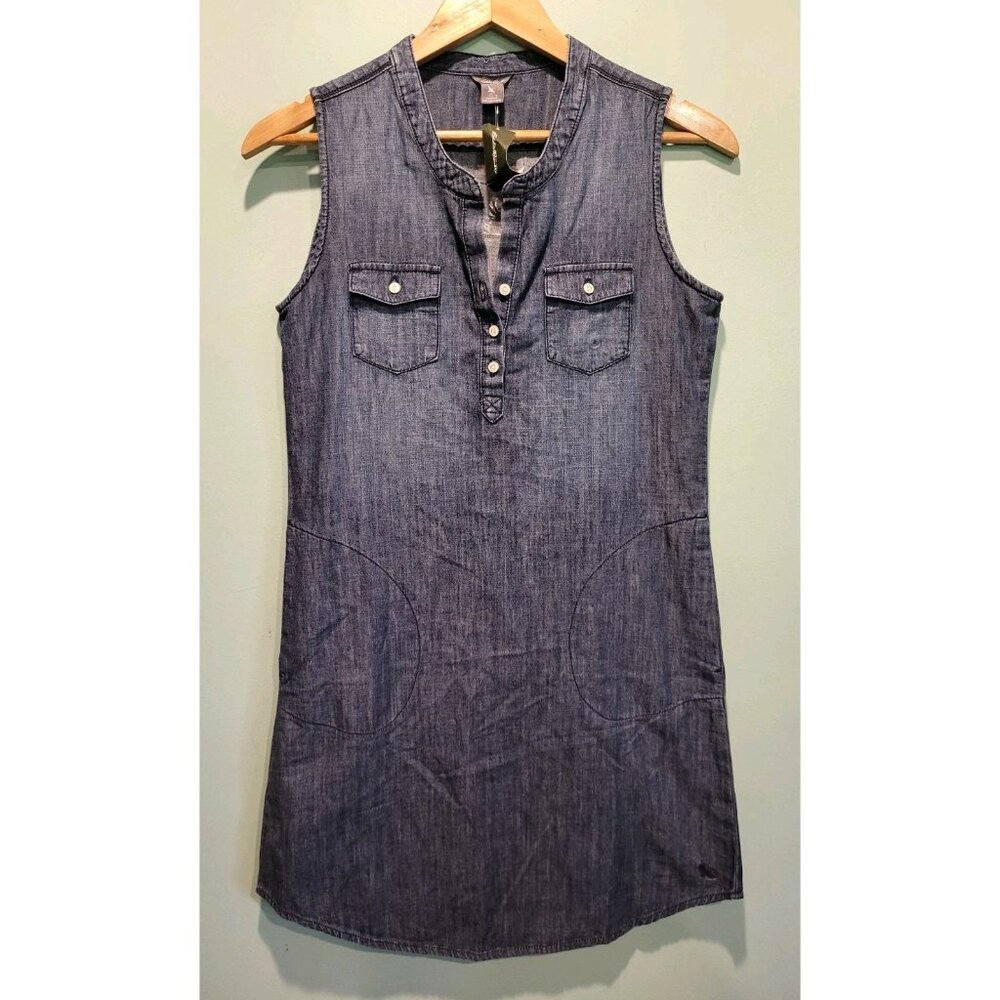 New Eddie Bauer Blue Chambray Denim Sleeveless Camp Dress Sz 2 Coastal